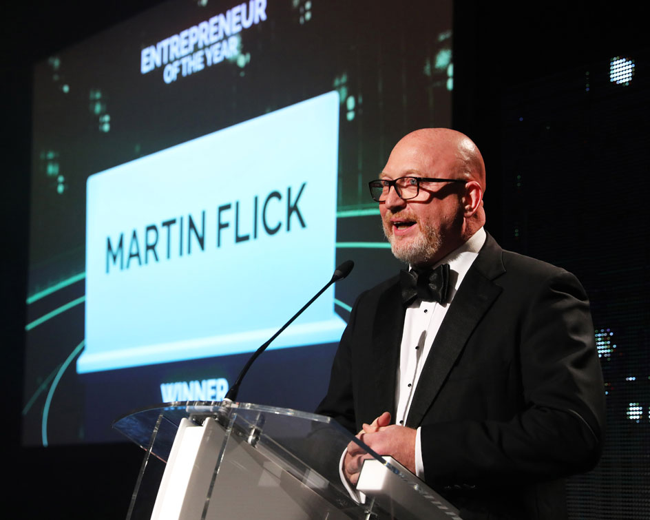 Martin Flick named Entrepreneur of the Year at the Growing Business Awards