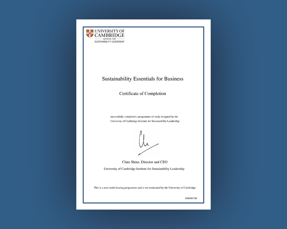 LDC employees complete Sustainability Leadership course from Cambridge